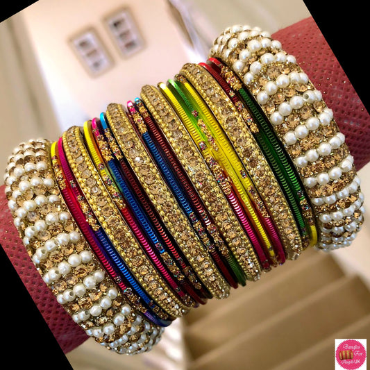 Multicoloured Metal Bangle Set