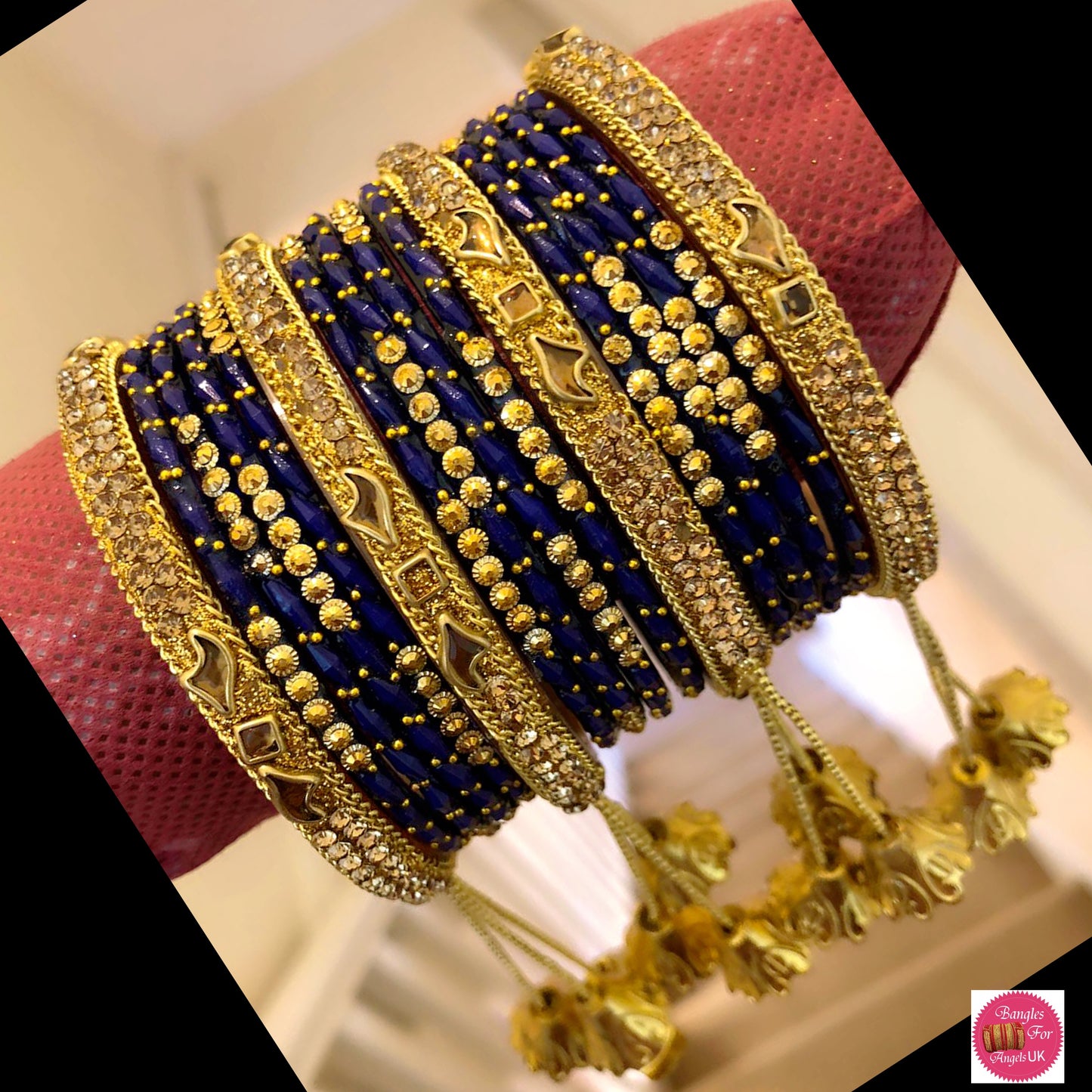 Hanging Glass Bangle Set - Blue