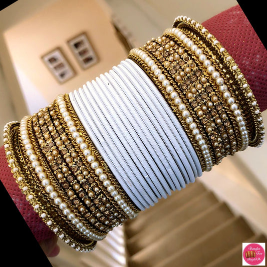 Pearl Bangle Set - White