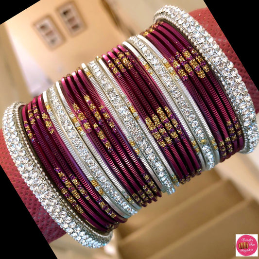 Silver Plum Bangle Set