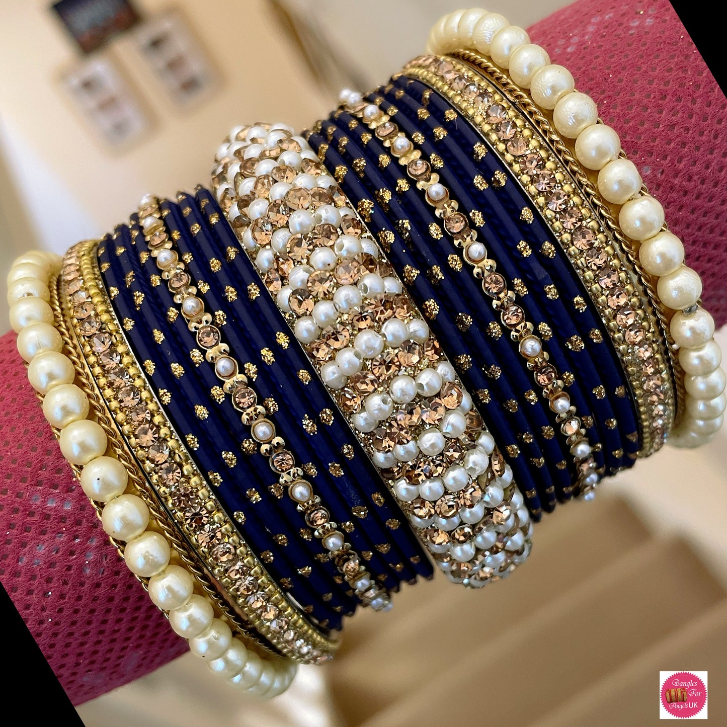 Pearl Bangle Set - Blue