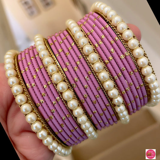 Pearl Bangle Set - Purple