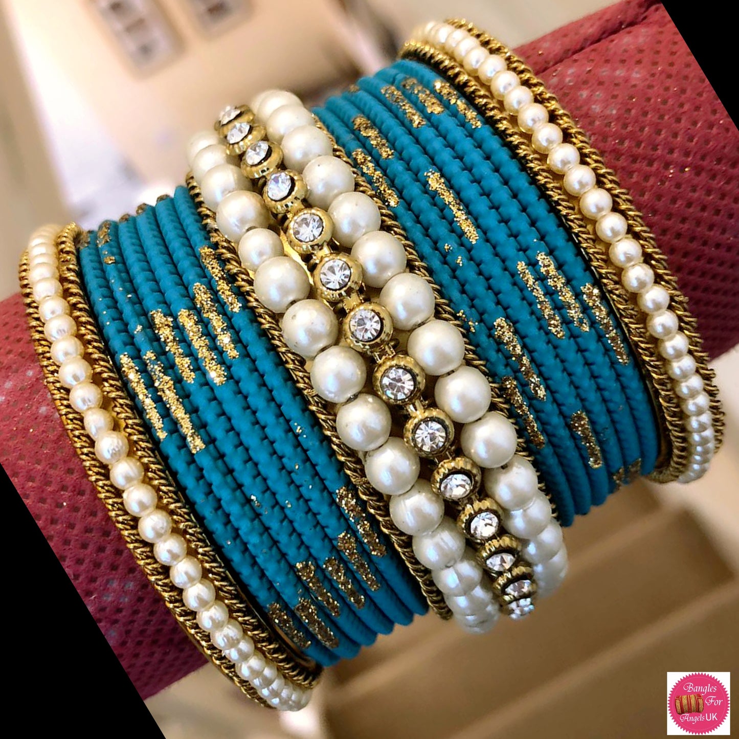 Pearl Bangle Set - Blue