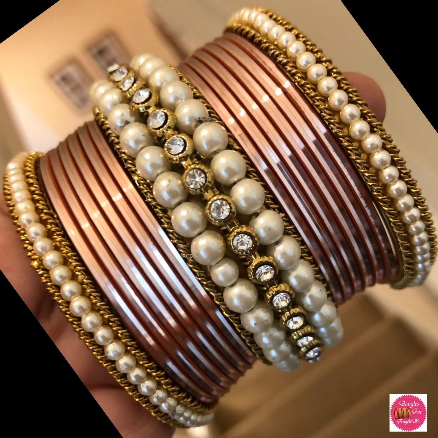 Pearl Bangle Set - Rose Gold