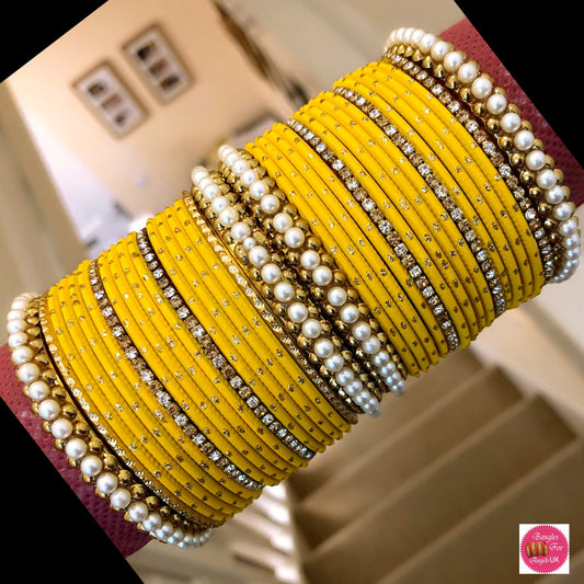 Pearl Bangle Set - Yellow