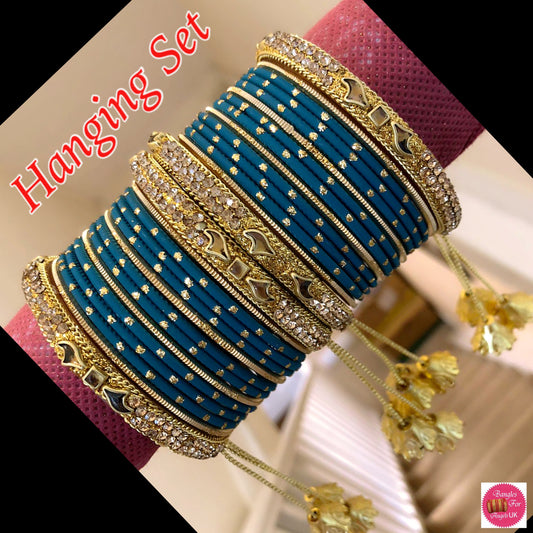 Hanging Bangle Set - Sapphire Blue