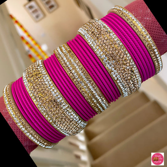 Gold Bangle Set - Pink