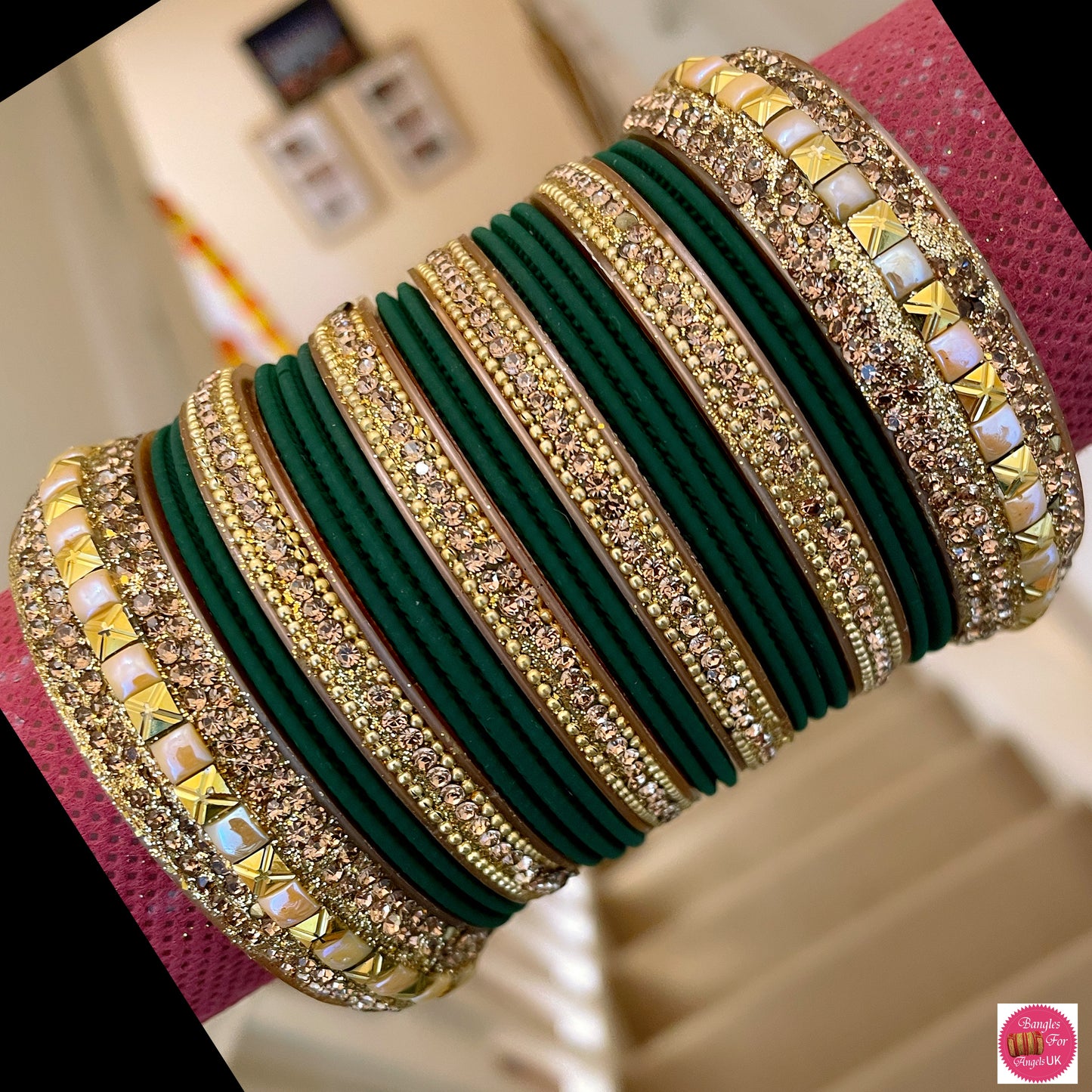 Gold Bangle Set - Green