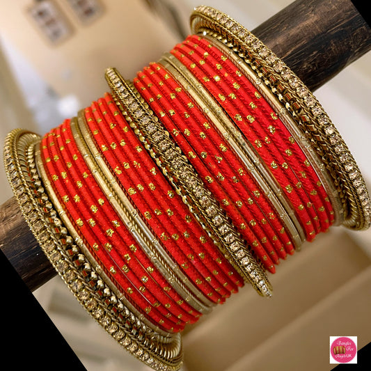 Orange Gold Bangle Set