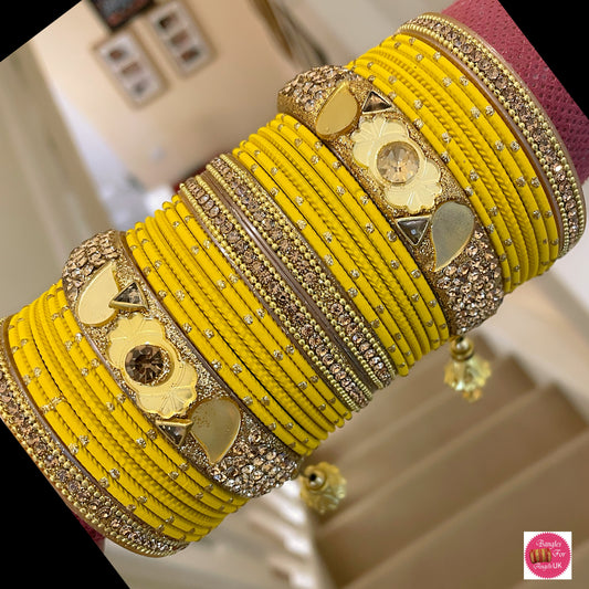 Gold Hanging Bangle Set - Yellow