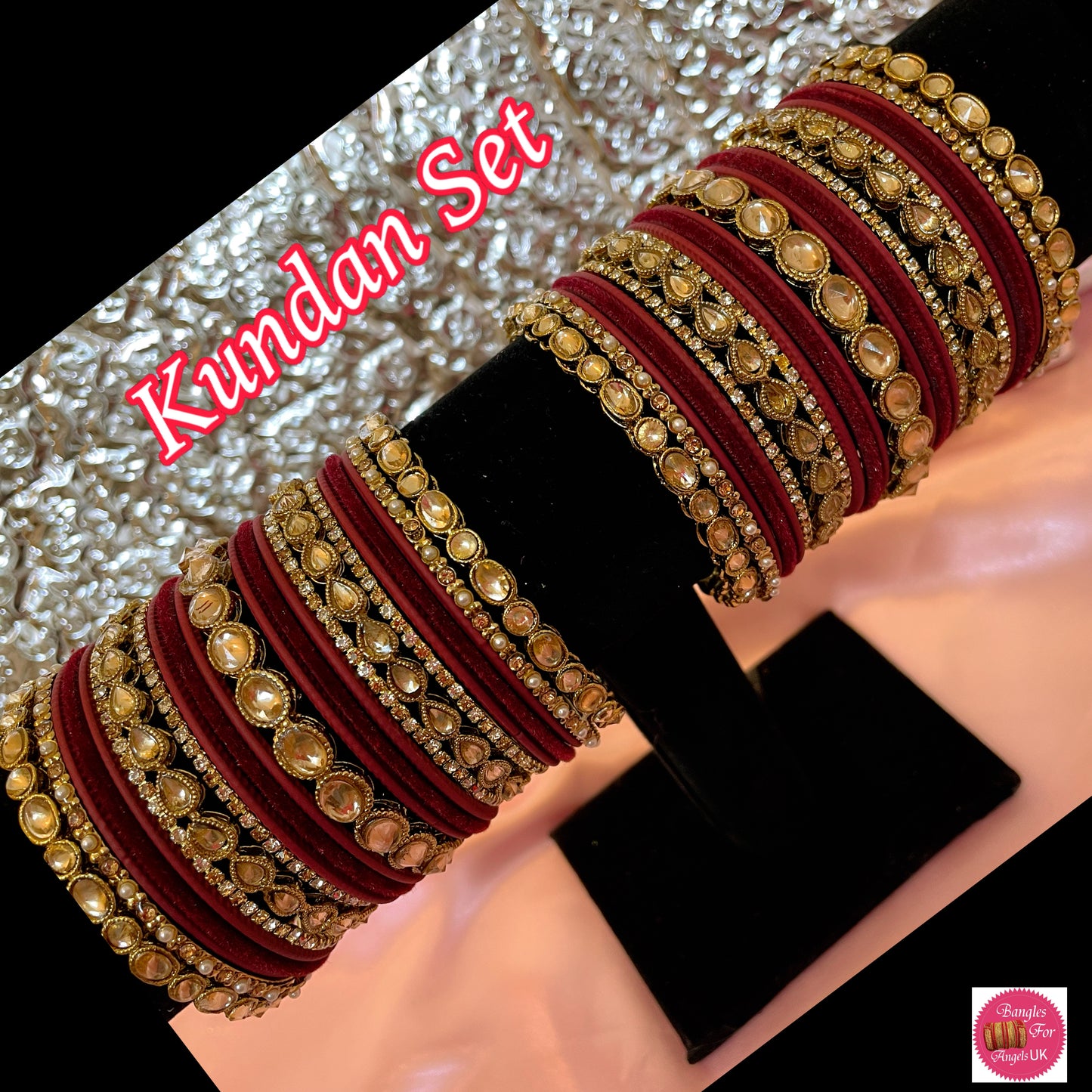 Kundan Bangle Set - Maroon