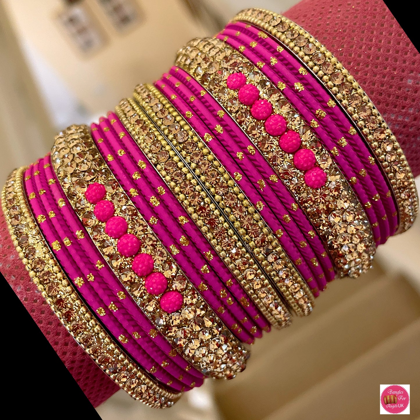 Pink Metal Bangle Set