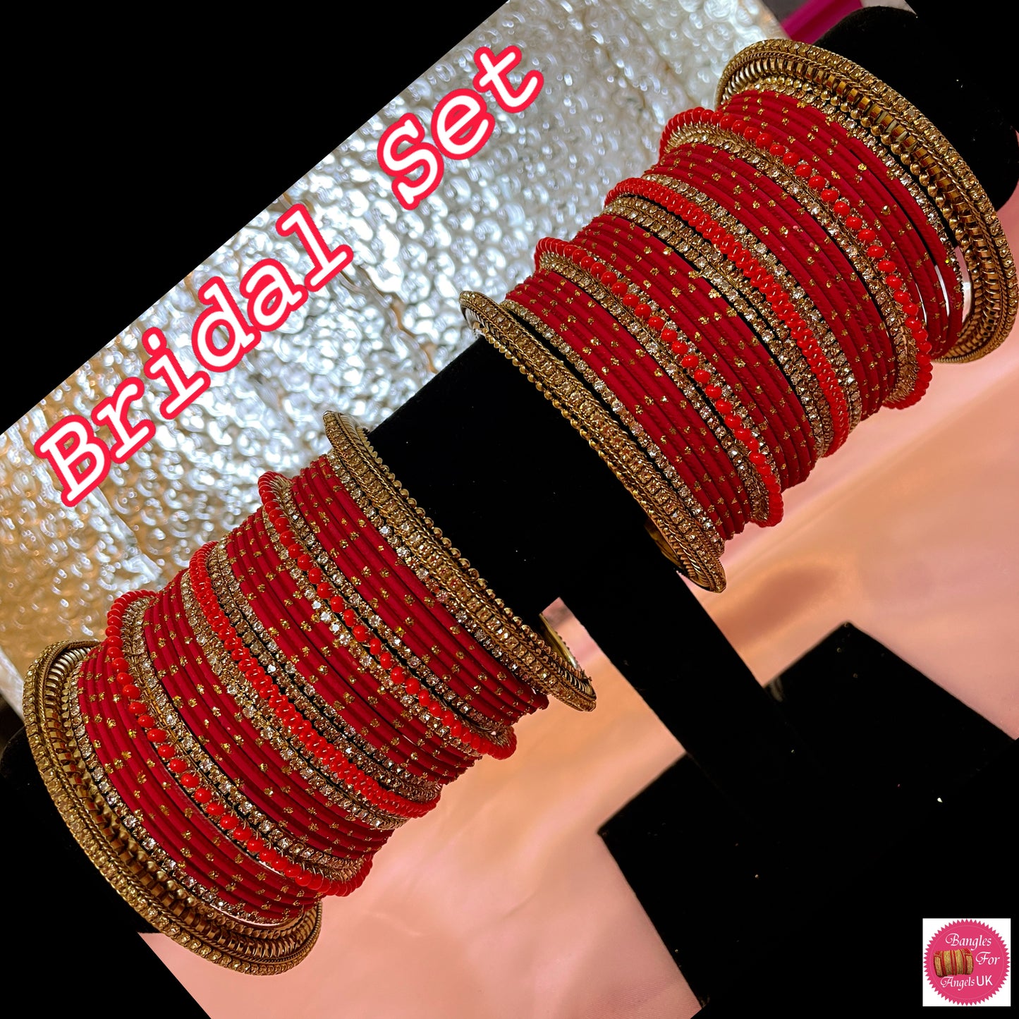 Zirconia Red & Gold Bangle Set