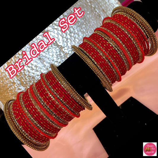 Zirconia Red & Gold Bangle Set