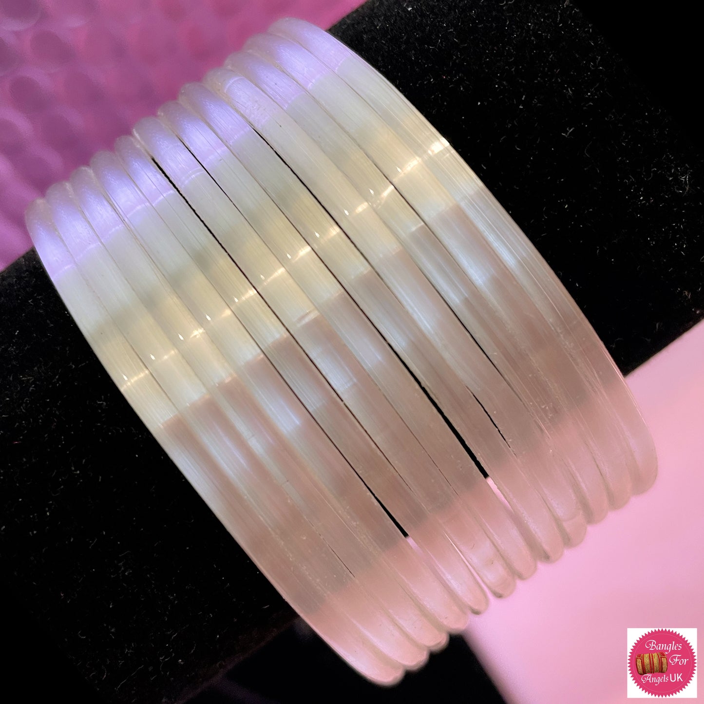 White Glass Bangles