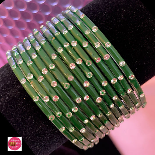 Green Glass Bangles- Size 2.6