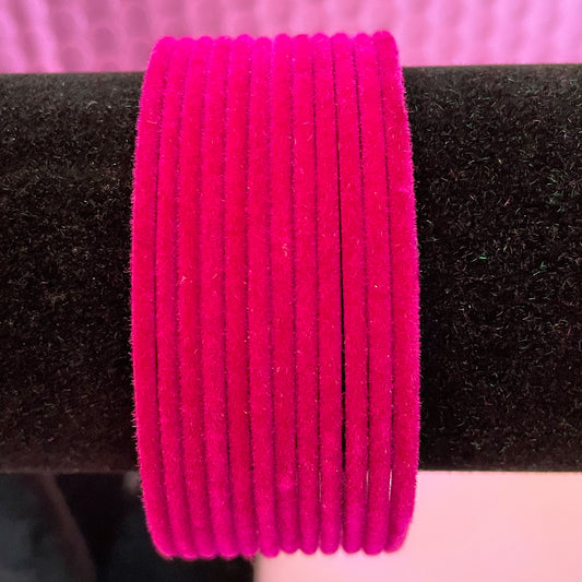 Dark/Hot Pink Velvet Bangles