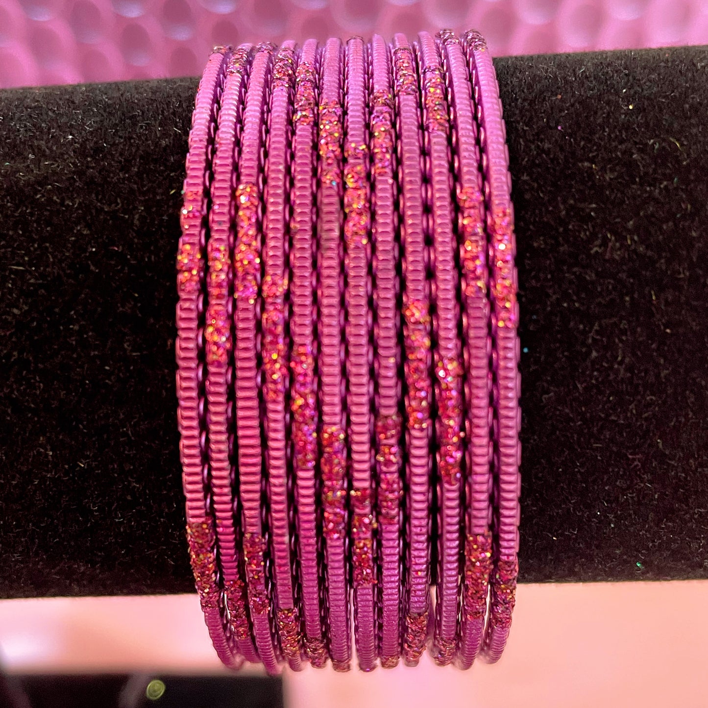 Fuchsia Rose Metal Bangles