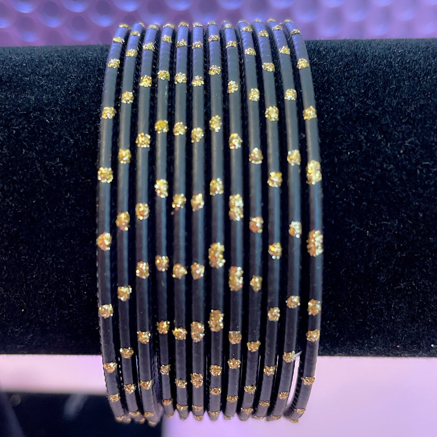 Dotted Black Metal Bangles