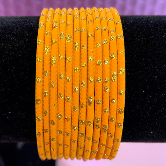 Dotted Turmeric Yellow Bangles- Size 2.10