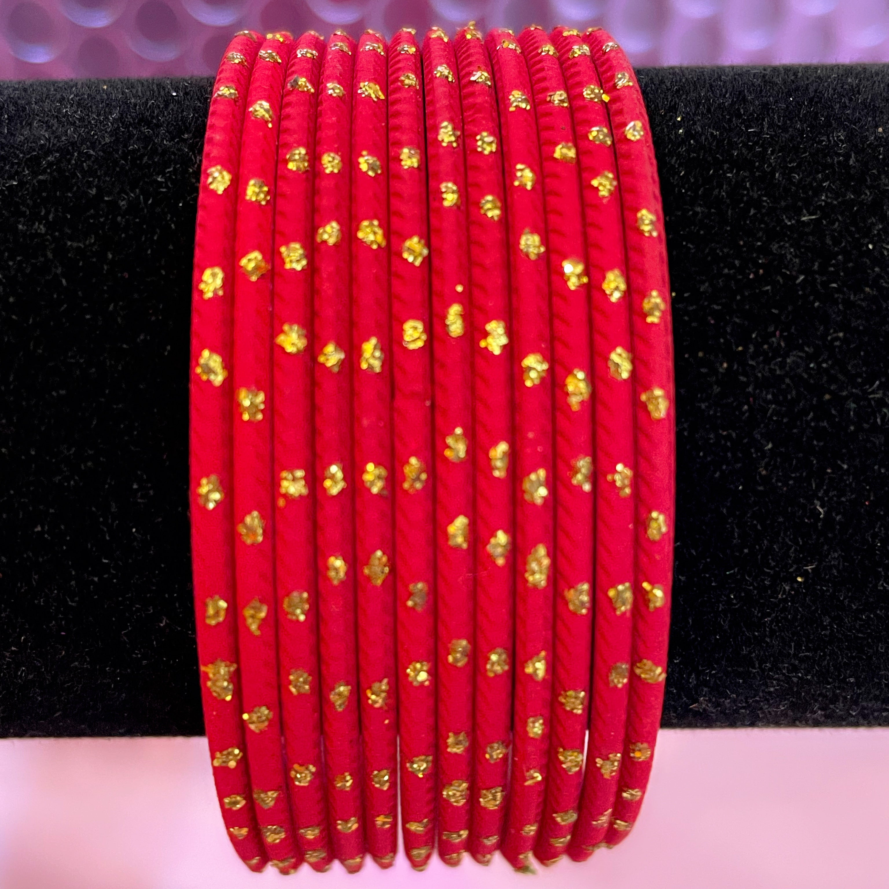 Dotted Red Metal Bangles – Bangles For Angels UK