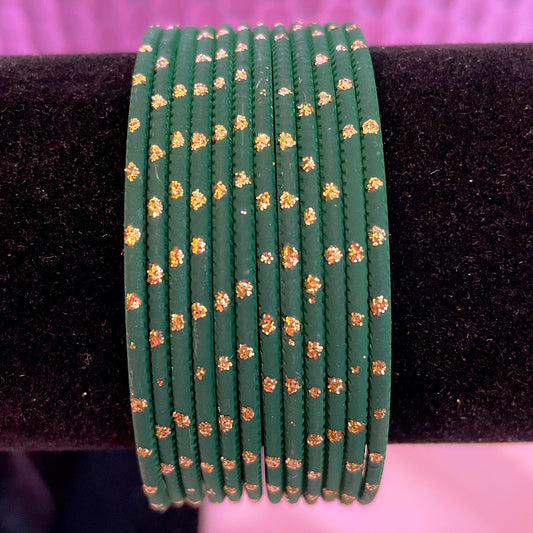 Dotted Dark Green Bangles