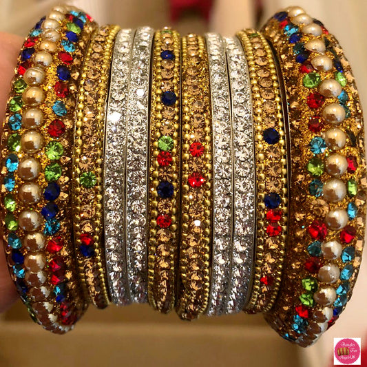 Multicoloured Metal Bangle Set