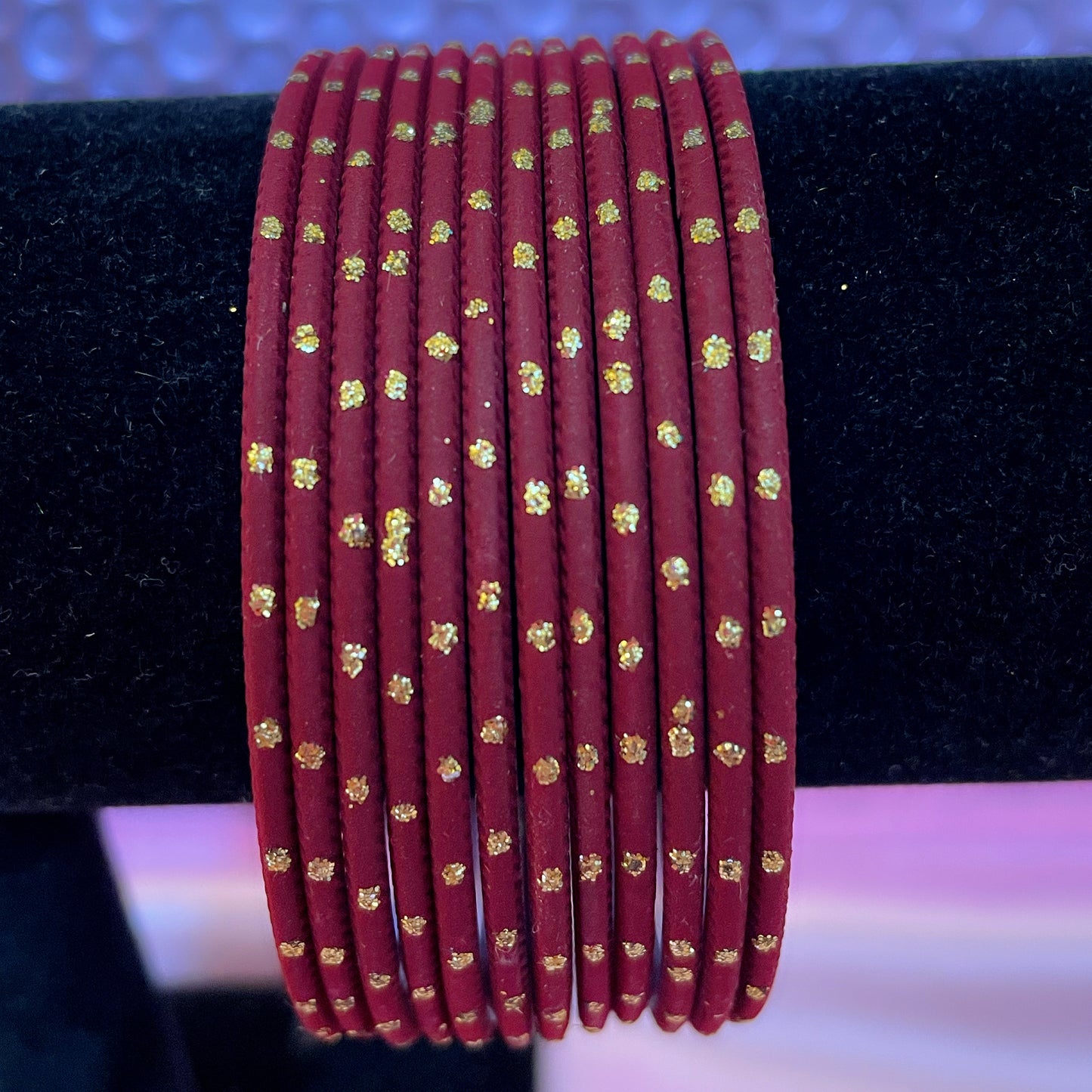 Dotted Maroon Bangles- Size 2.12