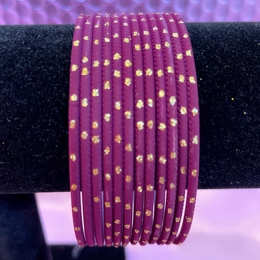 Plum Dotted Bangle Set- Size 2.12