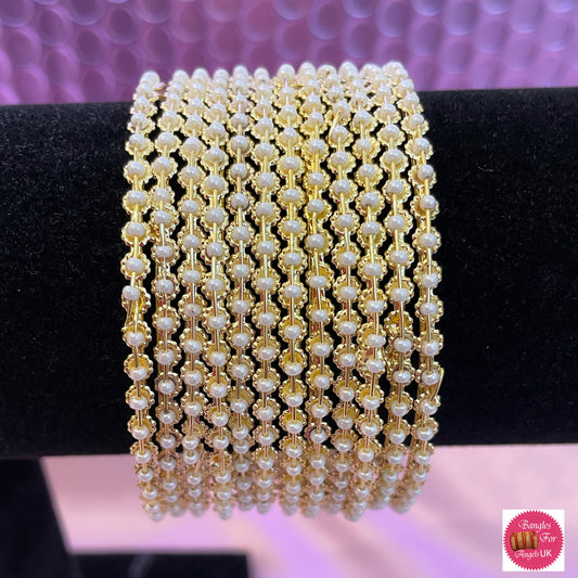 Gold Pearl Metal Bangles