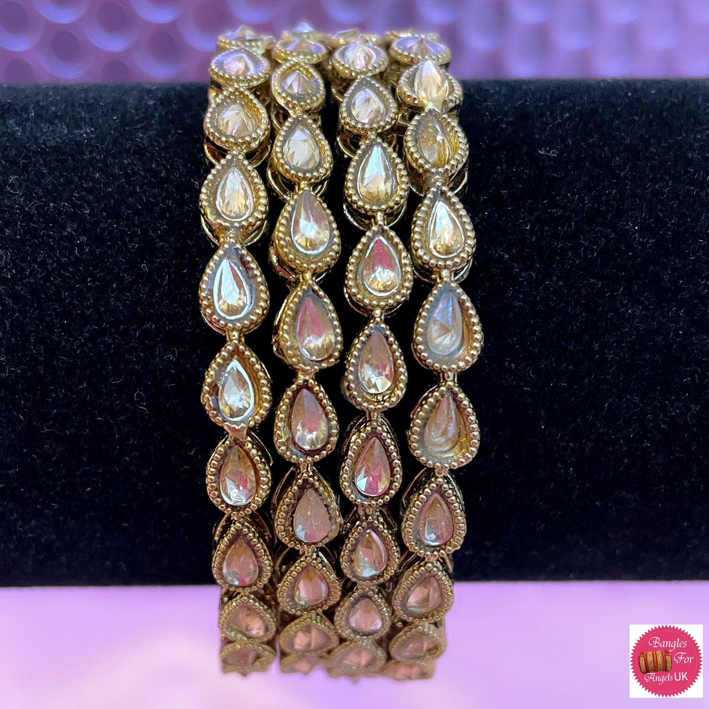 Kundan Leaf Metal Bangles