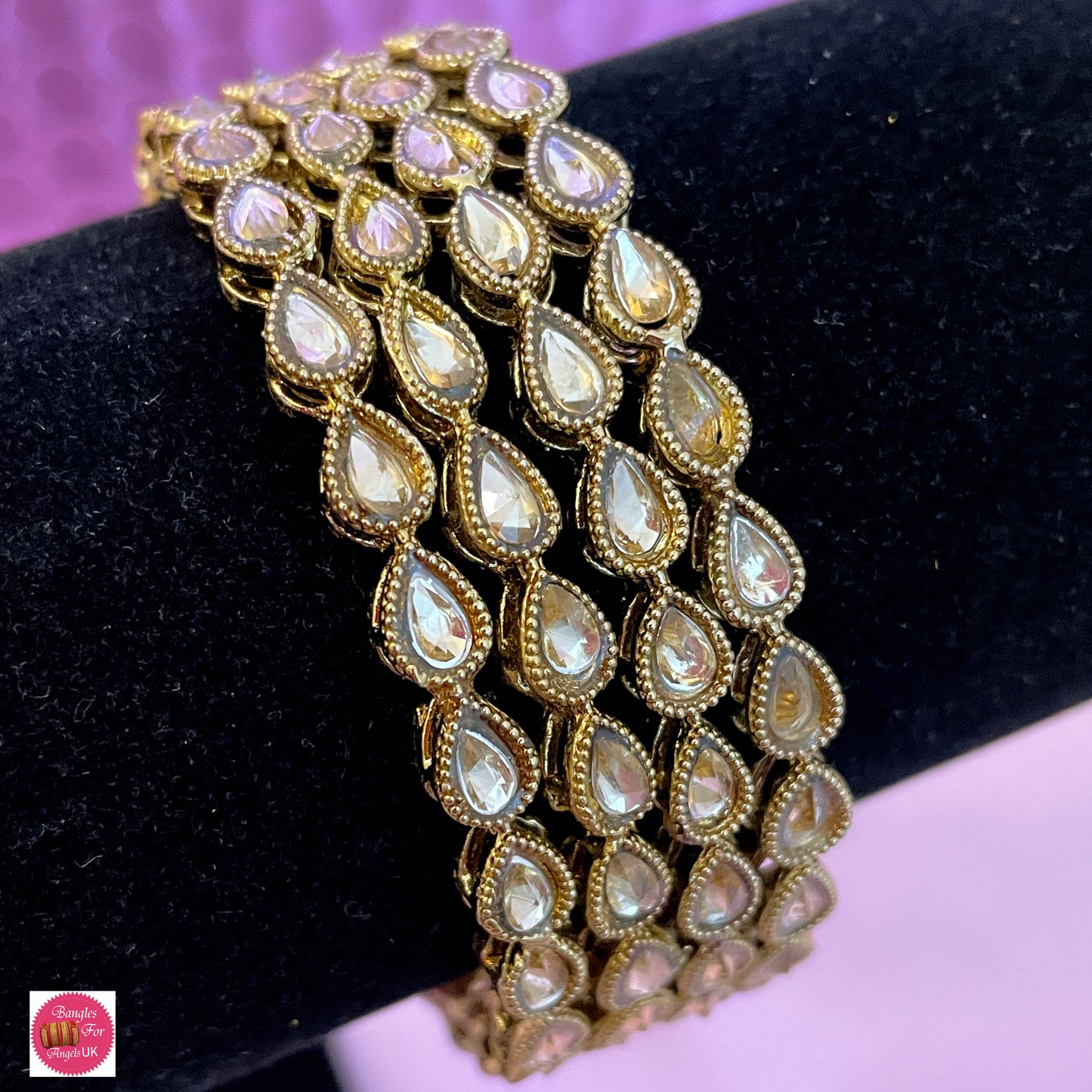 Kundan Leaf Metal Bangles