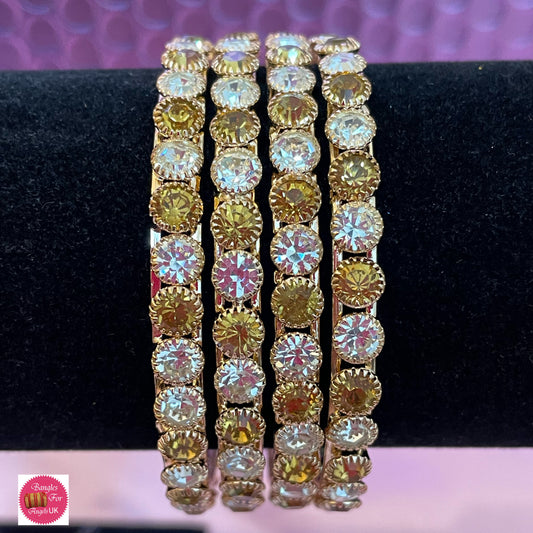 Gold & Silver Zirconia Metal BanglesSet