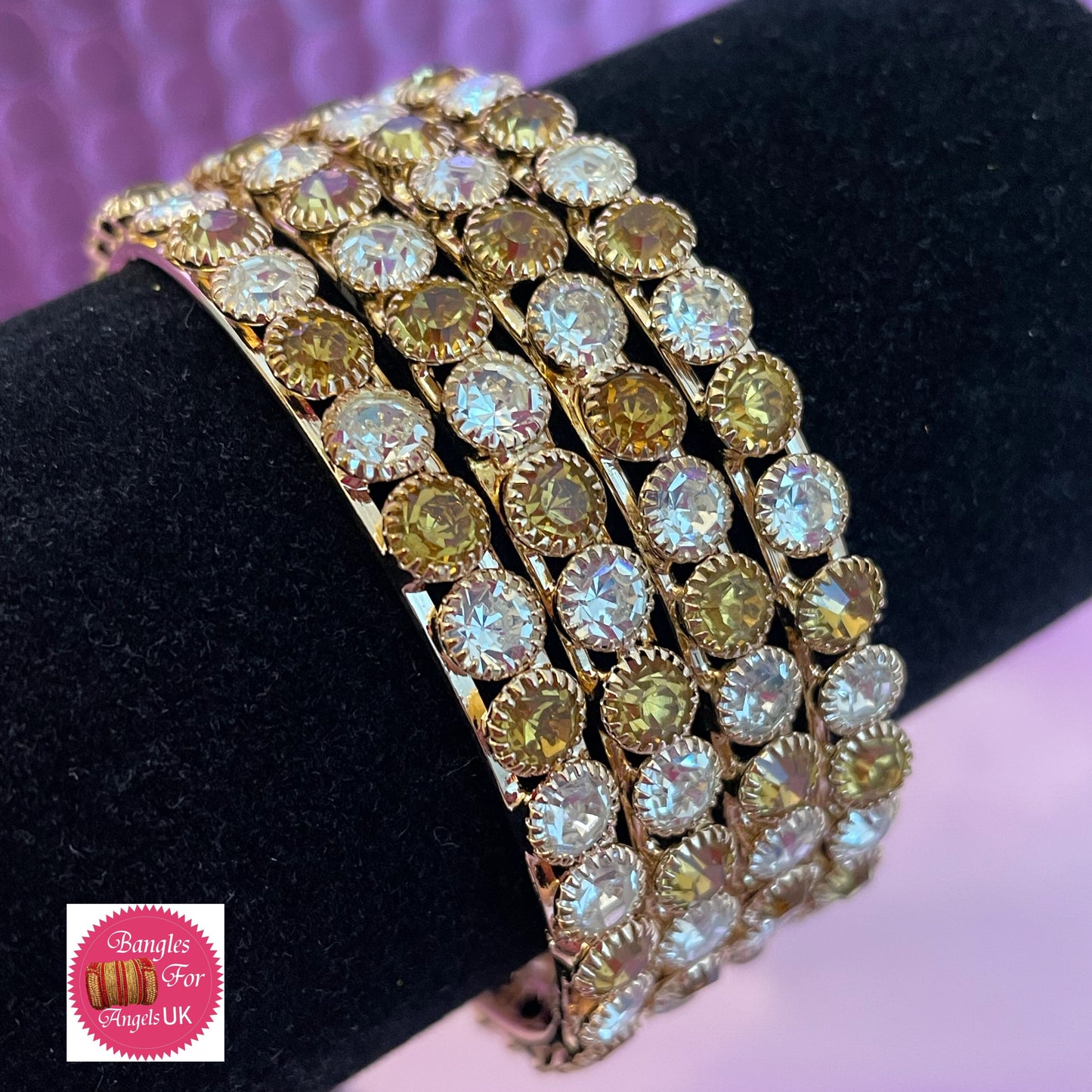 Gold & Silver Zirconia Metal BanglesSet