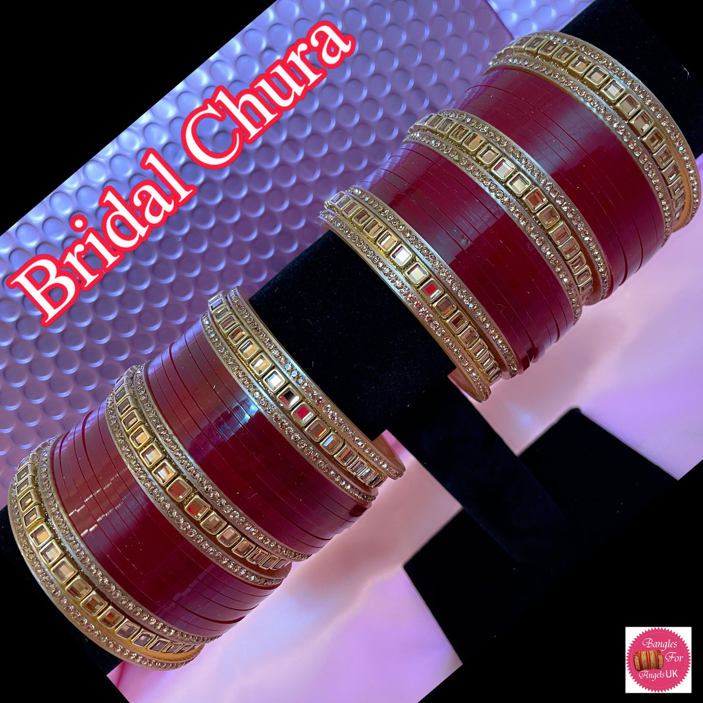 Kundan Bridal Wedding Chura- Maroon