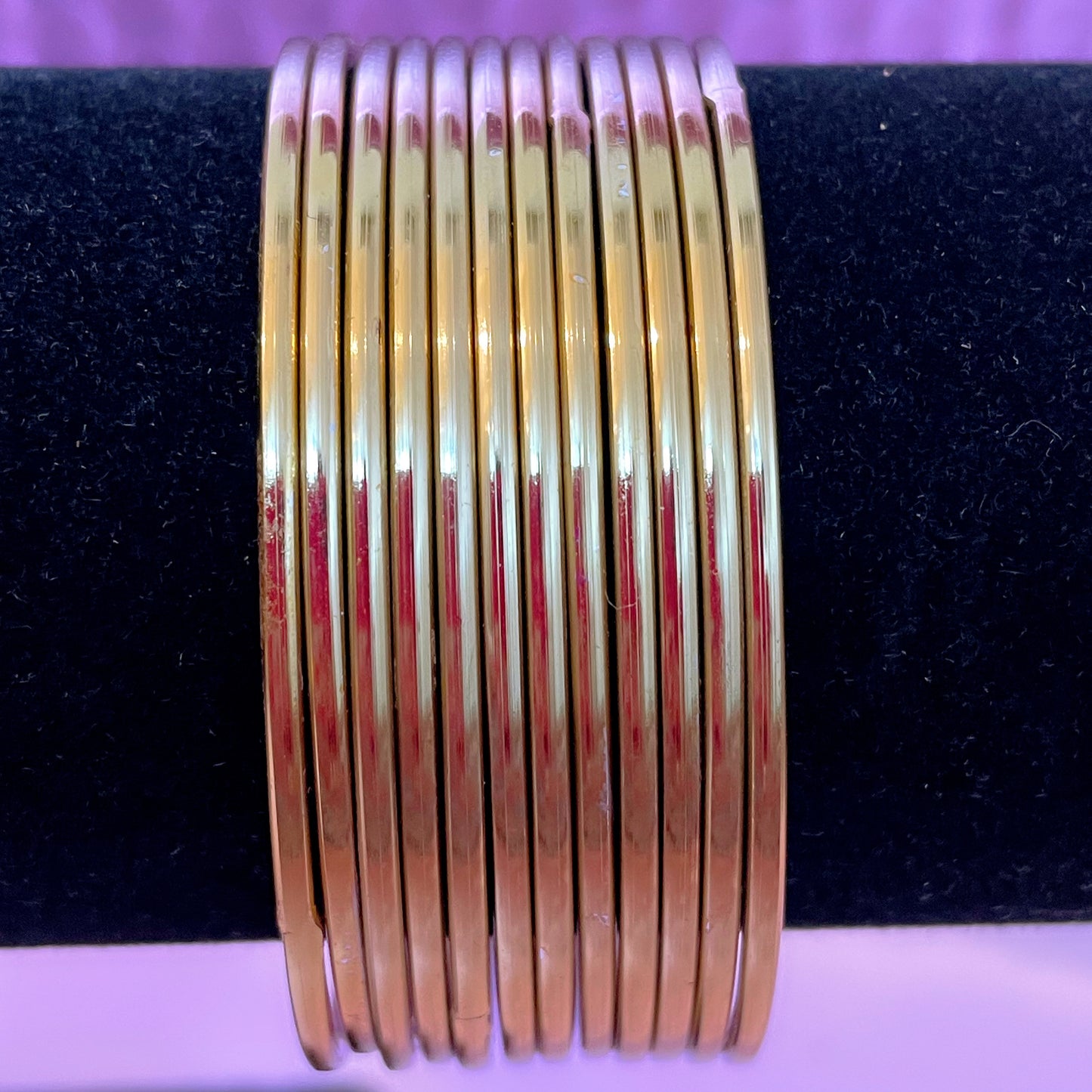 Plain Gold Oxidised Metal Bangles - Size 2.0/2.2