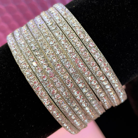 Silver Metal Bangle Set- Size 2.2