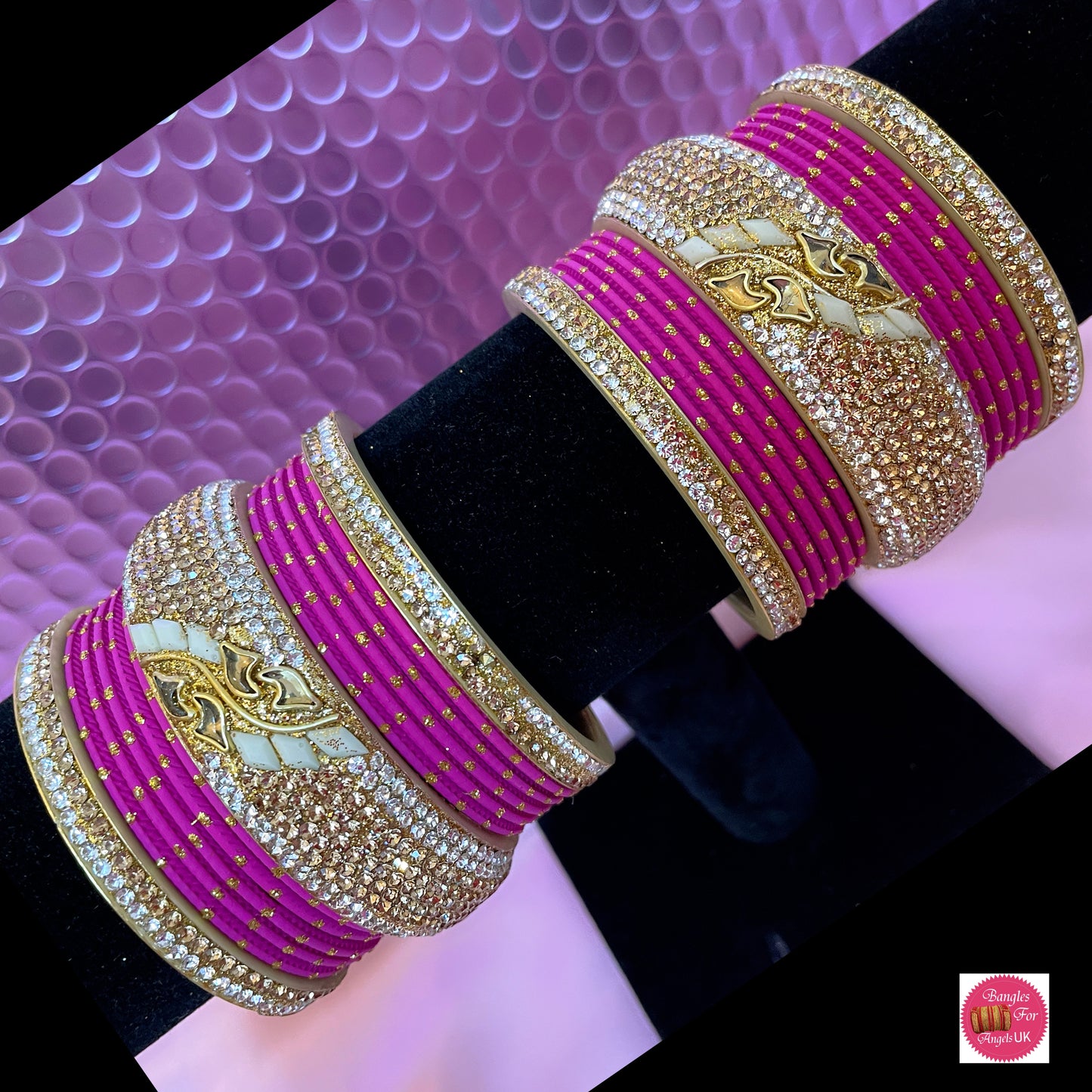 Hot Pink Gold Bangle Set