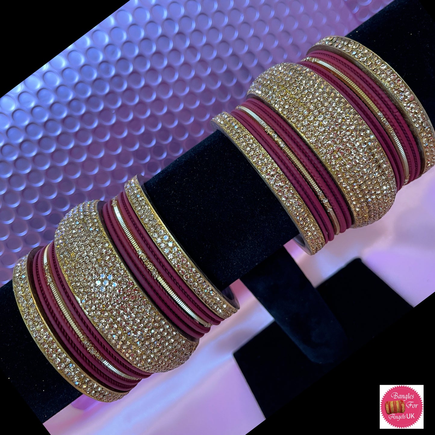 Gold Bangle Set - Maroon