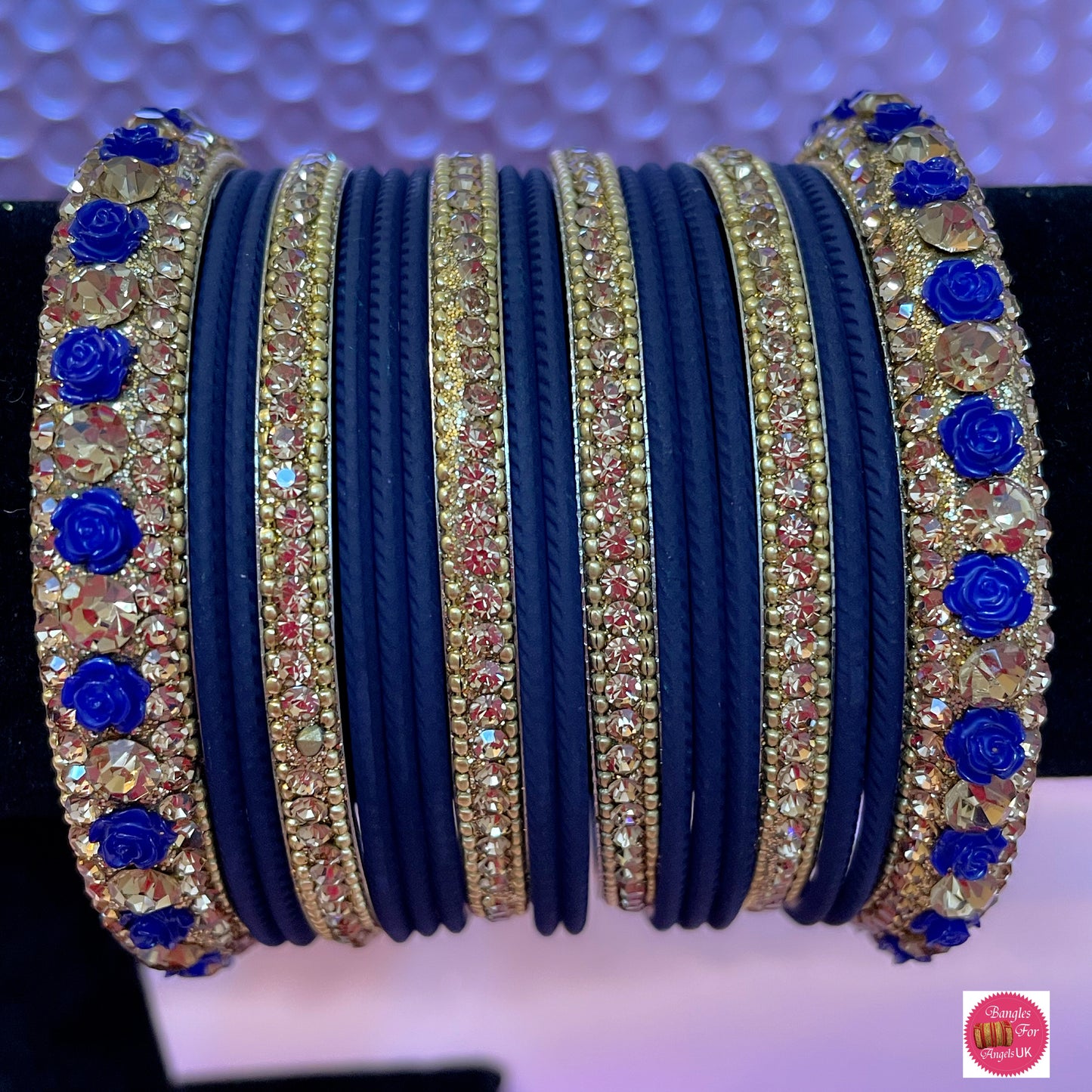 Navy Blue Metal Bangle Set