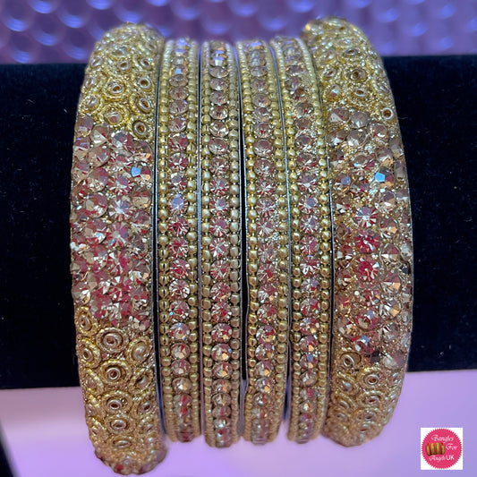 Gold Metal Bangle Set- Size 2.6