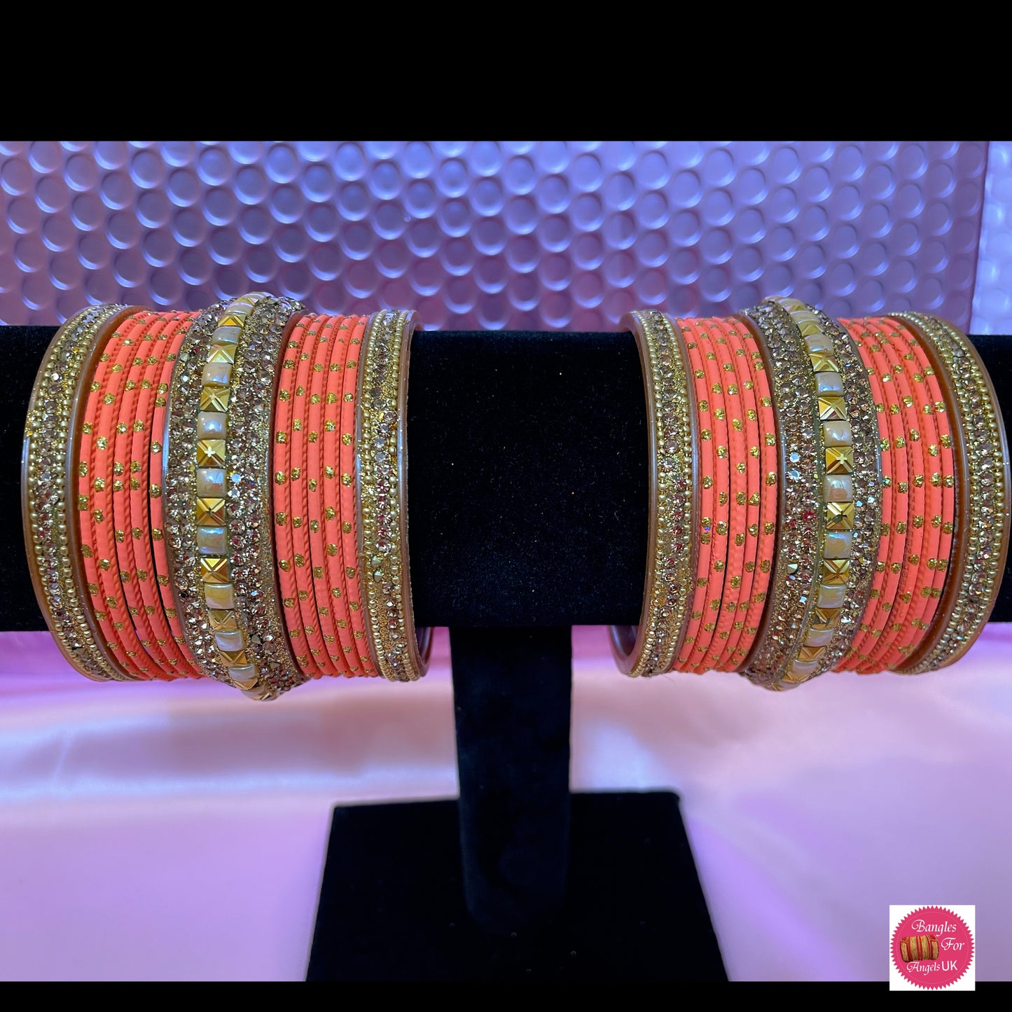 Coral & Gold Bangle Set