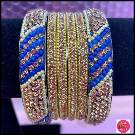 Blue Metal Bangle Set