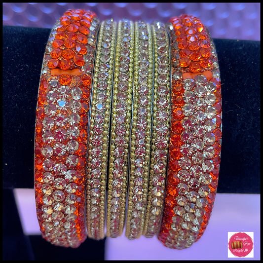 Orange Metal Bangle Set