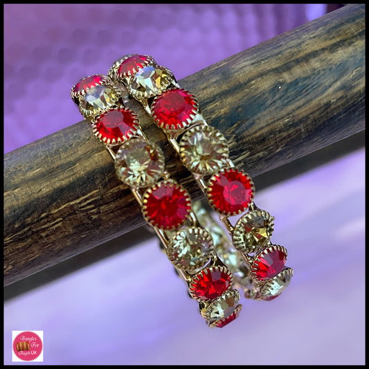 Red & Gold Diamante Stone Metal Karas