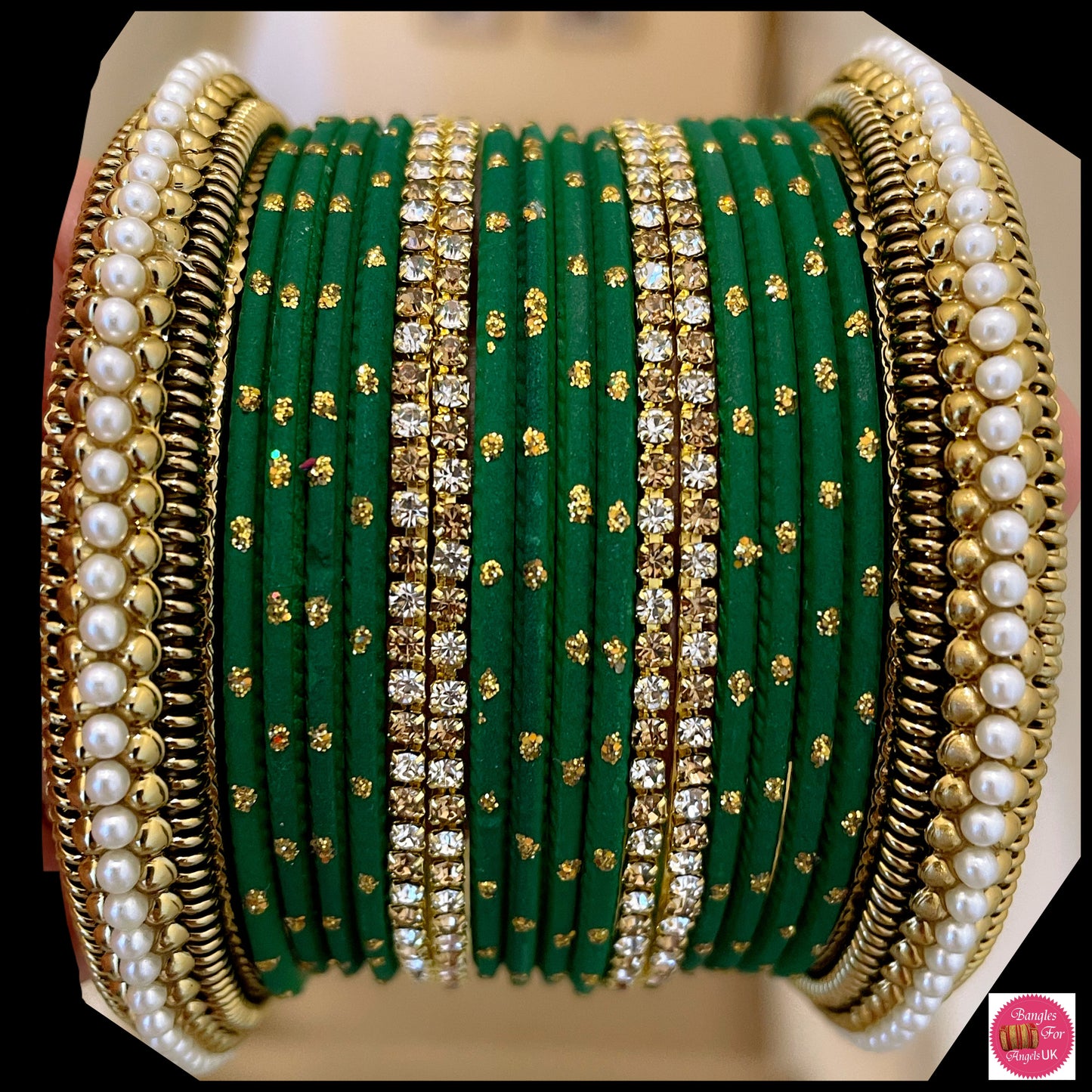 Green Pearl Bangle Set