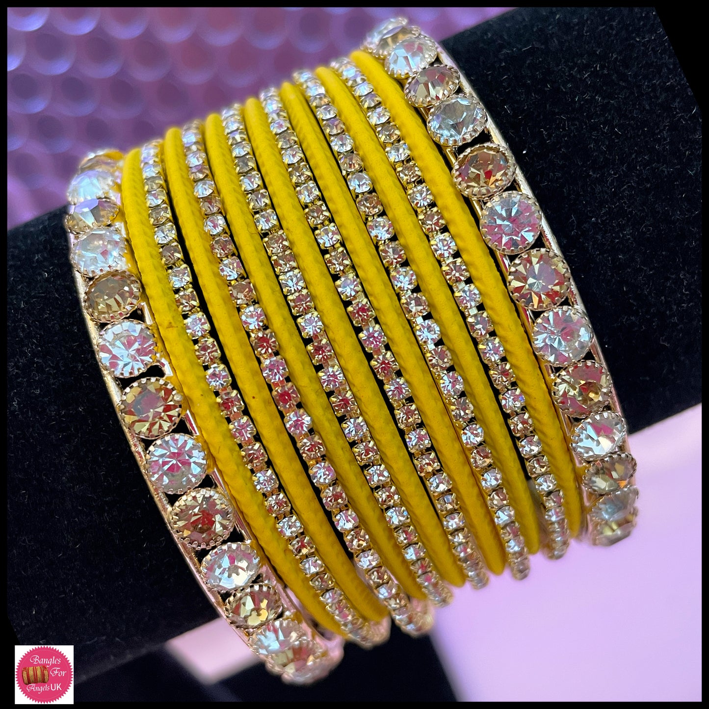 Yellow Zirconia Metal Bangle Set