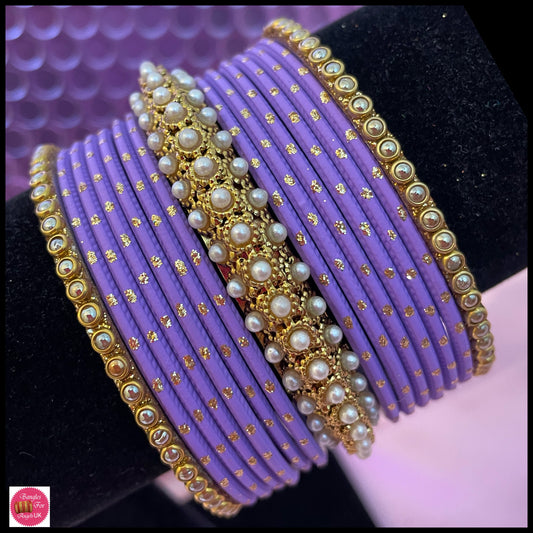 Purple Pearl Metal Bangle Set