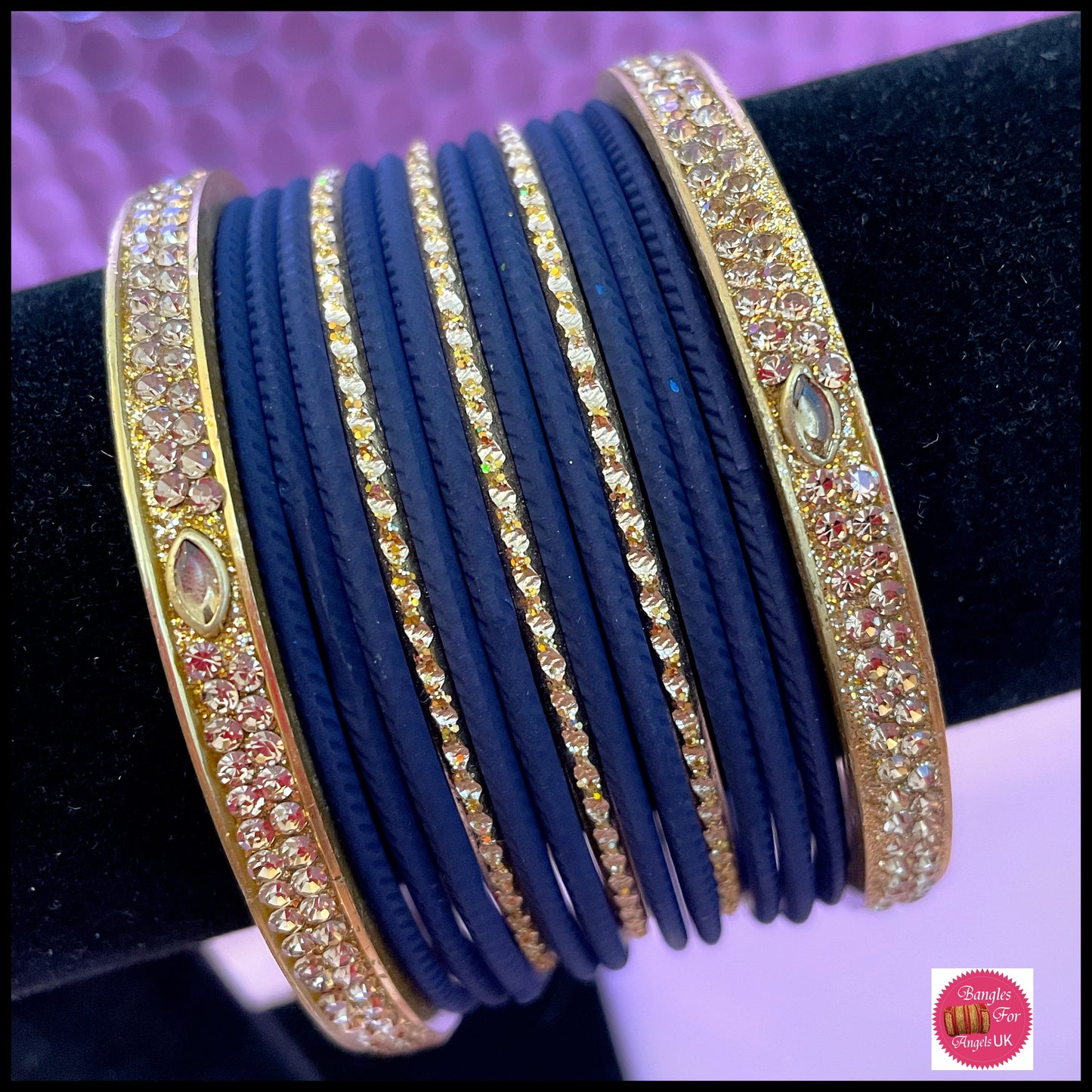 Navy Blue Metal Bangle Set