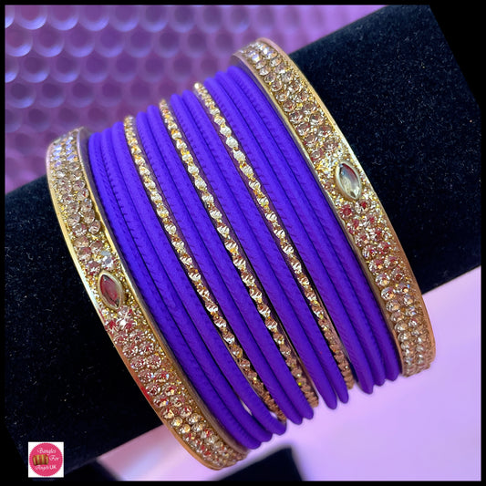 Violet Blue Metal Bangle Set